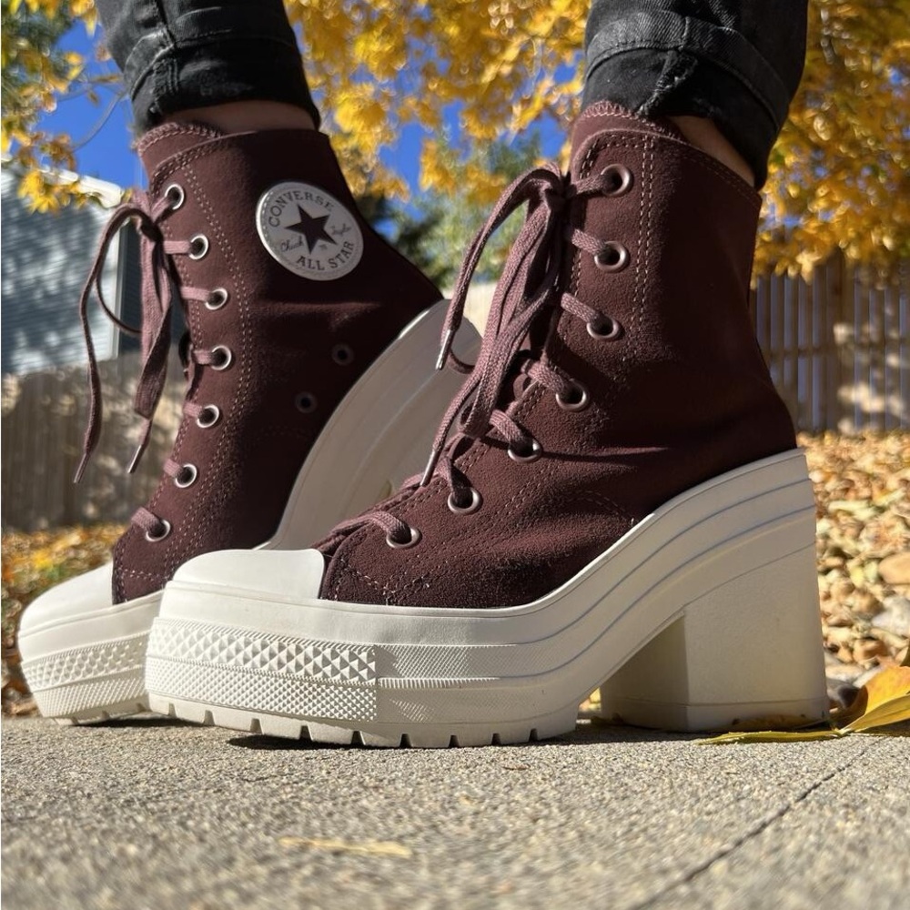 Converse Women's Platform High-Tops - Burgundy and White